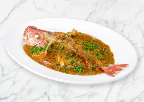 Steamed Red Snapper in Fermented Spicy Yellow Bean Paste