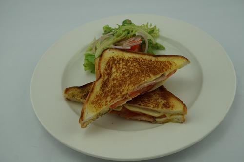 Pan-fried Chicken Ham, Cheese Tomato Sandwich with Mixed Salad