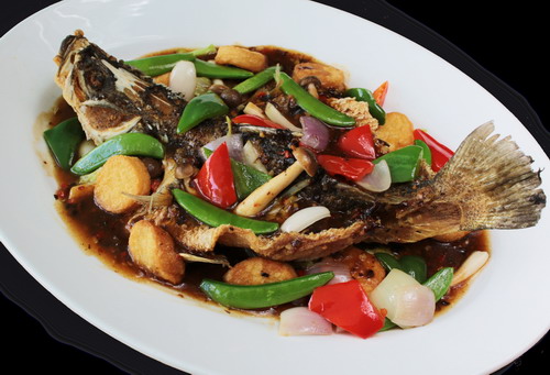 Baked Seabass in Black Bean Sauce