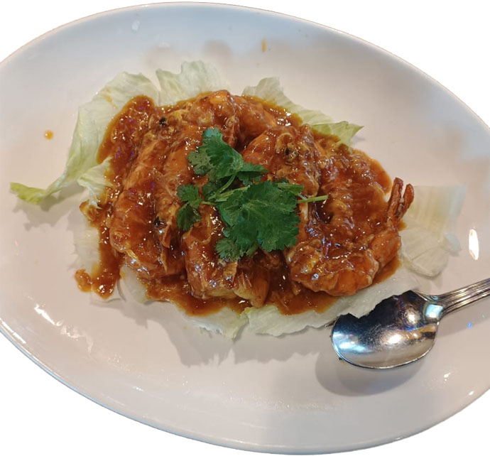 Wok-fried King Prawn with Egg Flower Sauce