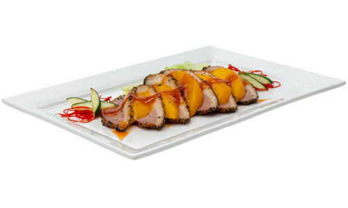 Smoked Duck Breast Served with Sliced Peach